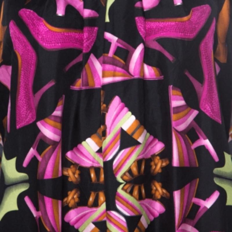 Salvatore Ferragamo Vestido de manga larga de punto y seda estampado multicolor S en Bueno estado para la venta en Dubai, Al Qouz 2