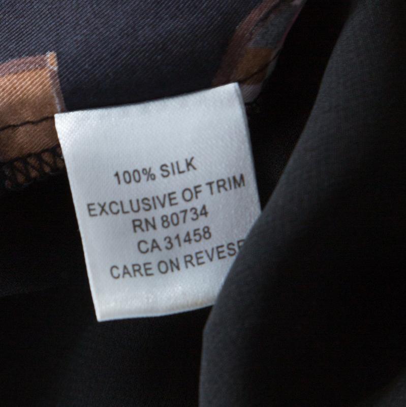 Salvatore Ferragamo Multicolor Printed Silk and Knit Long Sleeve Dress S In Good Condition For Sale In Dubai, Al Qouz 2