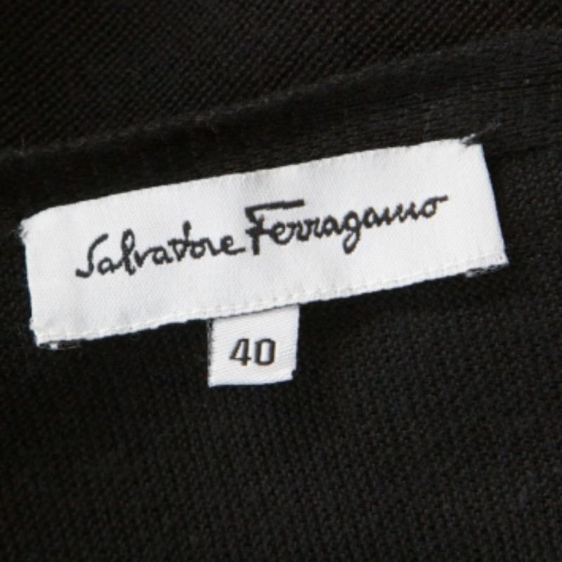 De las mujeres Salvatore Ferragamo Vestido de manga larga de punto y seda estampado multicolor S en venta