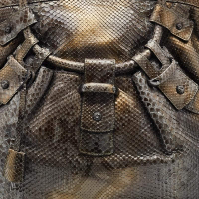 Gray Salvatore Ferragamo Multicolor Python Satchel For Sale