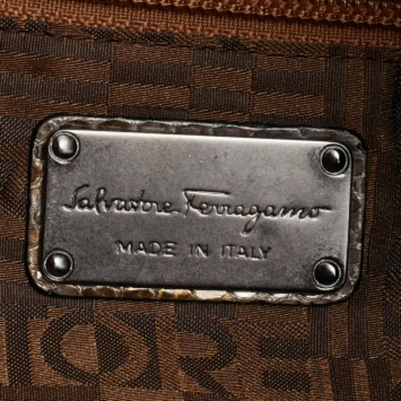 Salvatore Ferragamo Multicolor Python Satchel For Sale 4