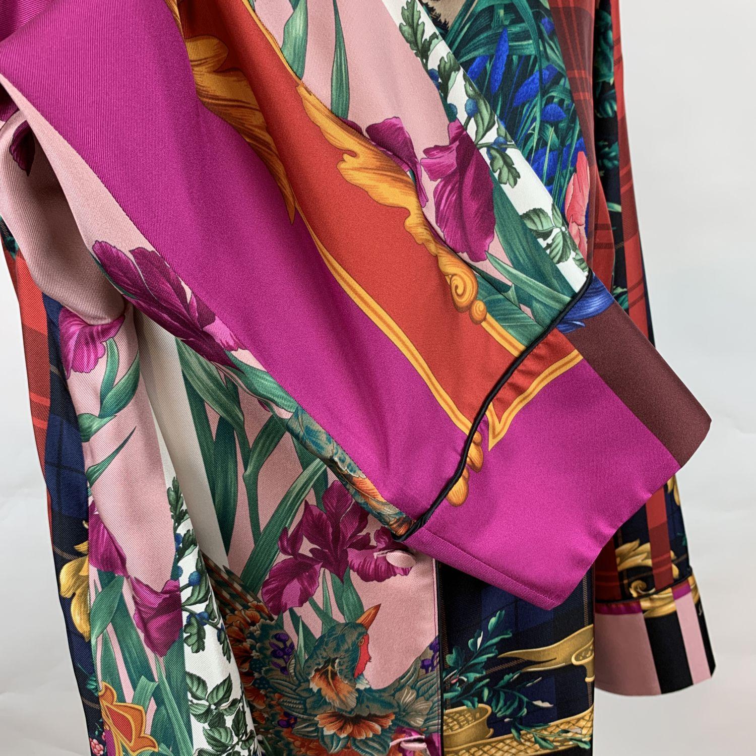 Salvatore Ferragamo Multicolor Silk Printed Pajama Shirt Size 36 IT In New Condition In Rome, Rome