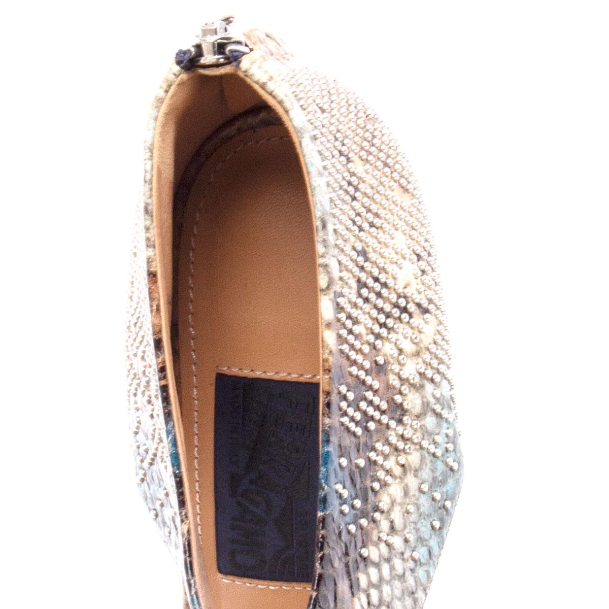 Brown SALVATORE FERRAGAMO multicolor STUDDED PELLAS PYTHON Sandals Shoes 36 For Sale