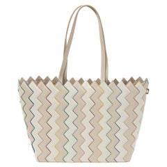 Salvatore Ferragamo Multicolor Zigzag Leather Tote