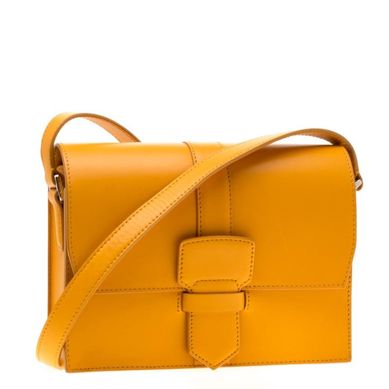Salvatore Ferragamo Mustard Leather Altea Box Crossbody Bag For Sale at ...