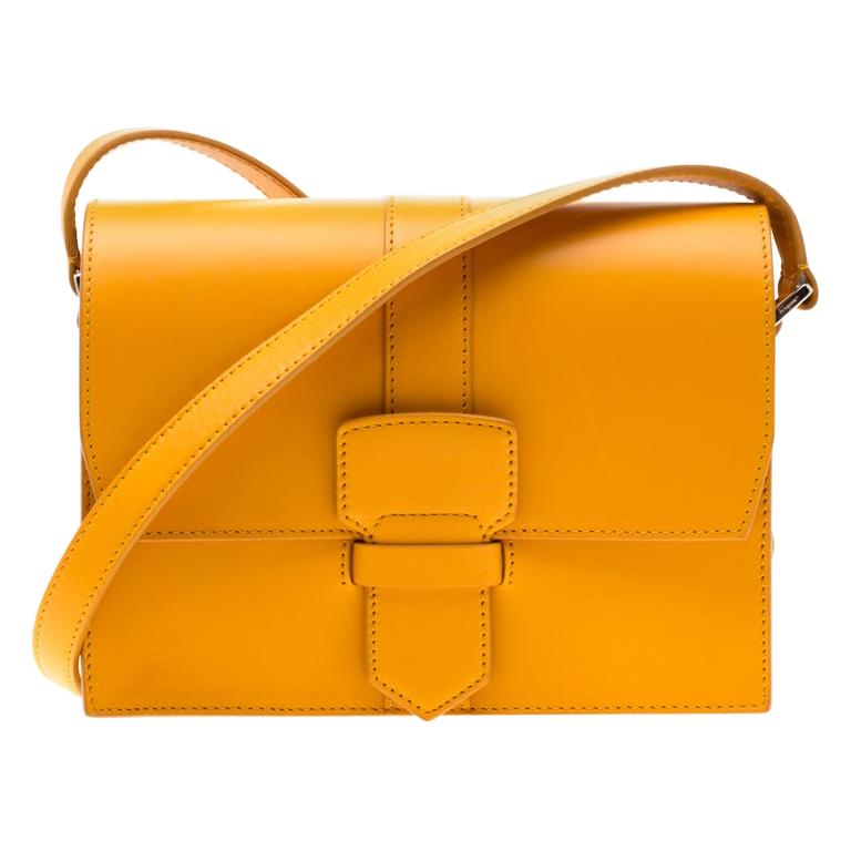 Salvatore Ferragamo Mustard Leather Altea Box Crossbody Bag For Sale at ...