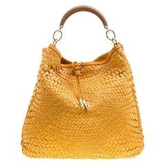 Salvatore Ferragamo Mustard Leather Ceyla Braided Top Handle Bag