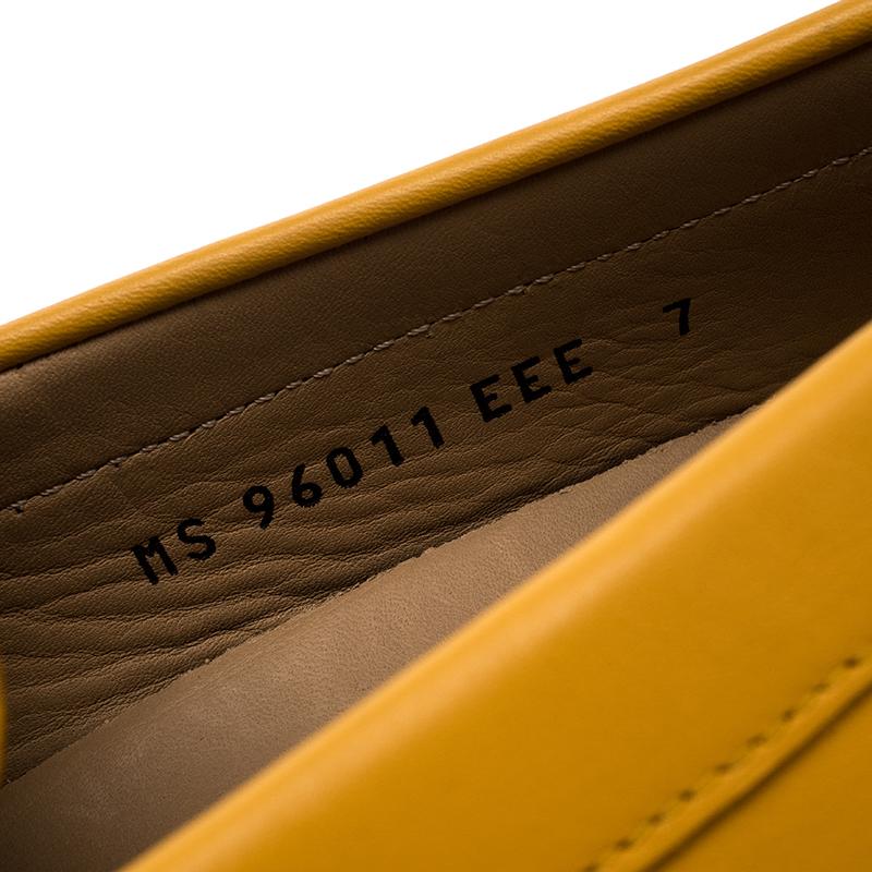 Salvatore Ferragamo Mustard Leather Parigi Gancini Driver Loafers Size 41 2