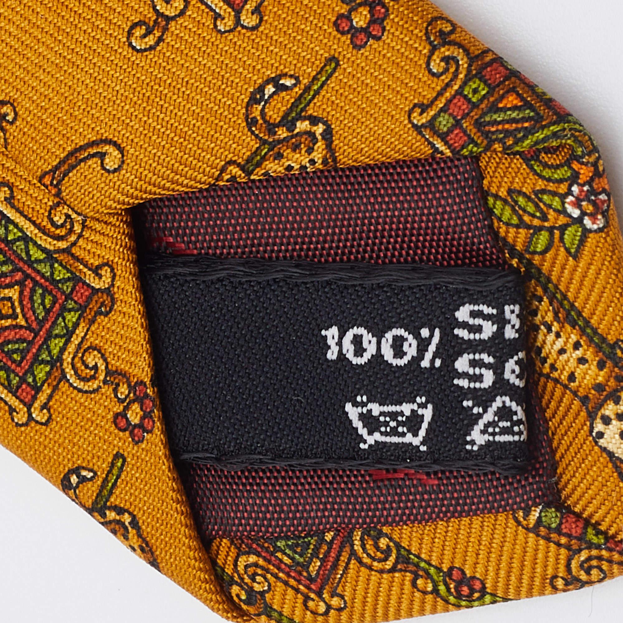 Men's Salvatore Ferragamo Mustard Yellow Animal Print Silk Tie