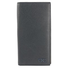 Salvatore Ferragamo Navy Blue Gancini Revival Gancio Leather 21mz1912 Wallet
