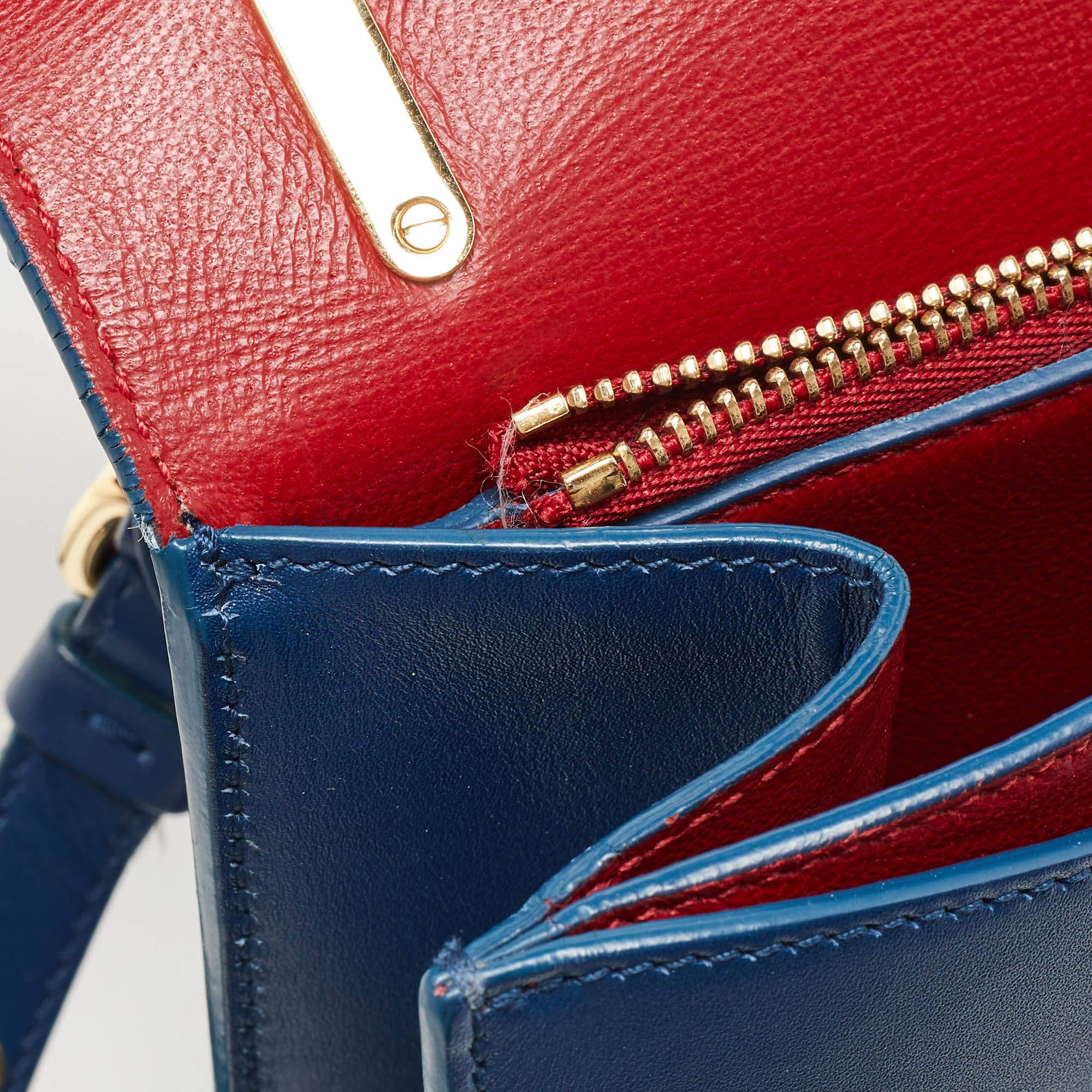 Salvatore Ferragamo Navy Blue Leather Gancio Lock Shoulder Bag 2