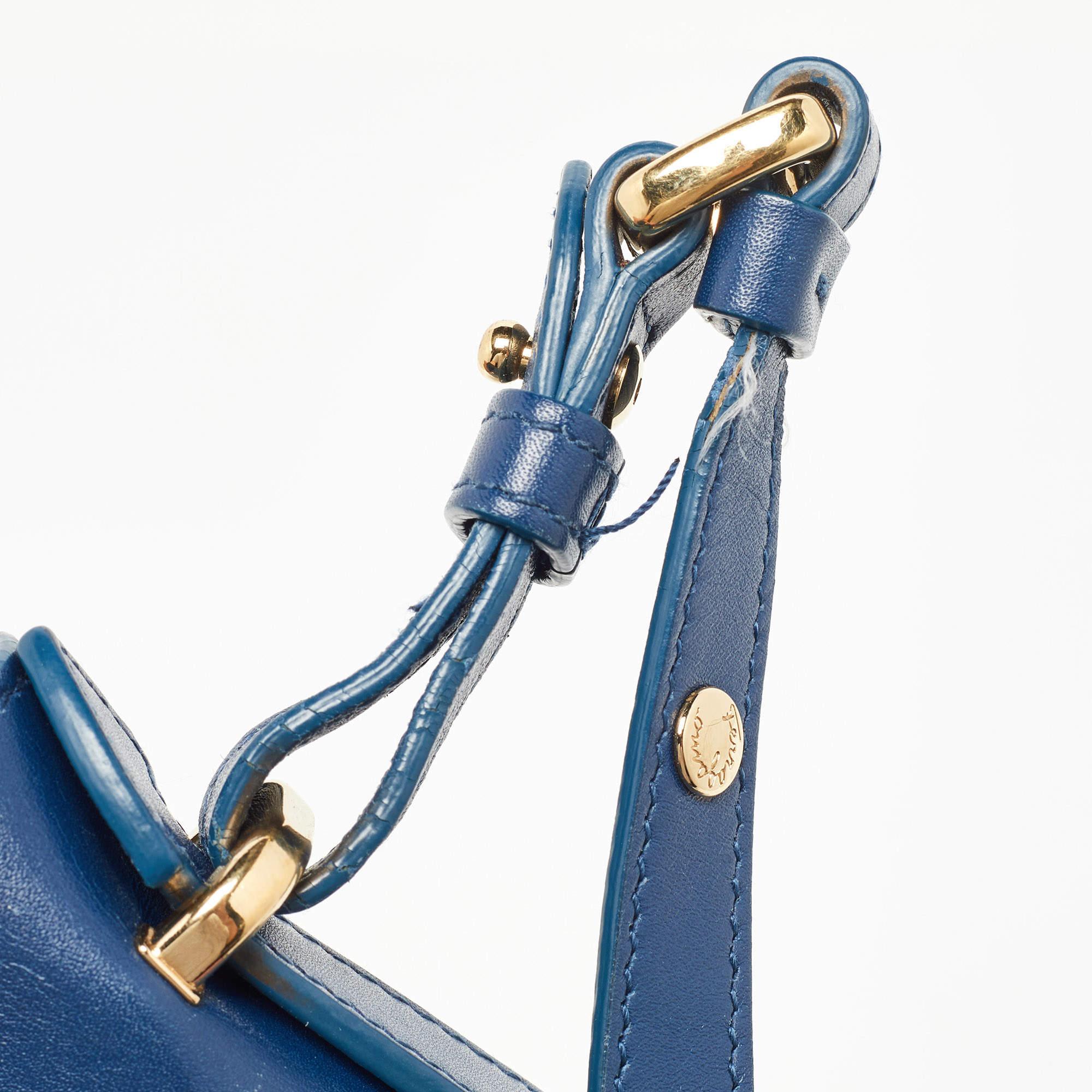 Salvatore Ferragamo Navy Blue Leather Gancio Lock Shoulder Bag 4