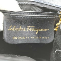 Salvatore Ferragamo Navy Blue Leather Top Handle Kelly 2way Shoulder Bag 861757