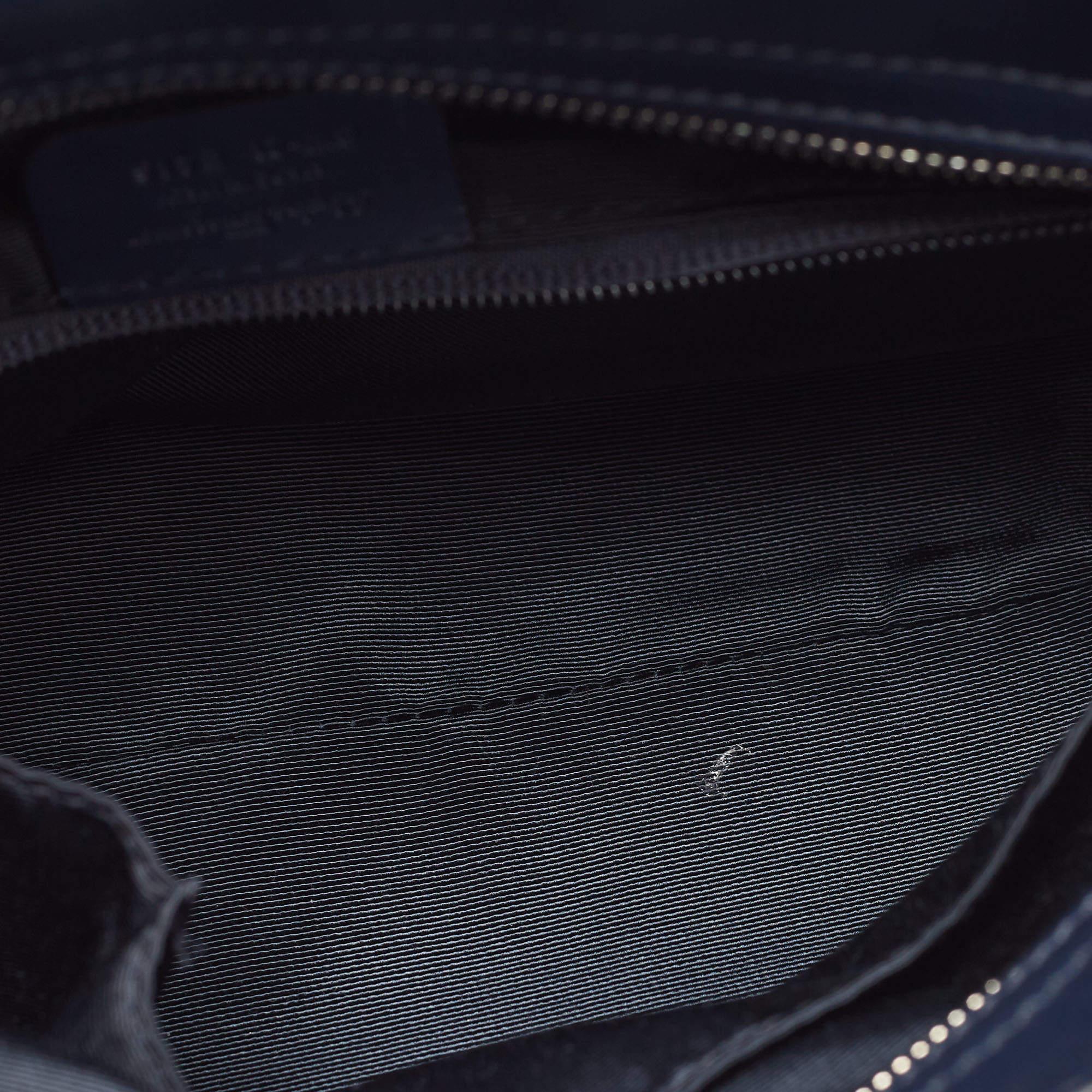 Salvatore Ferragamo Navy Blue Woven Leather Medium Sofia Top Handle Bag 6