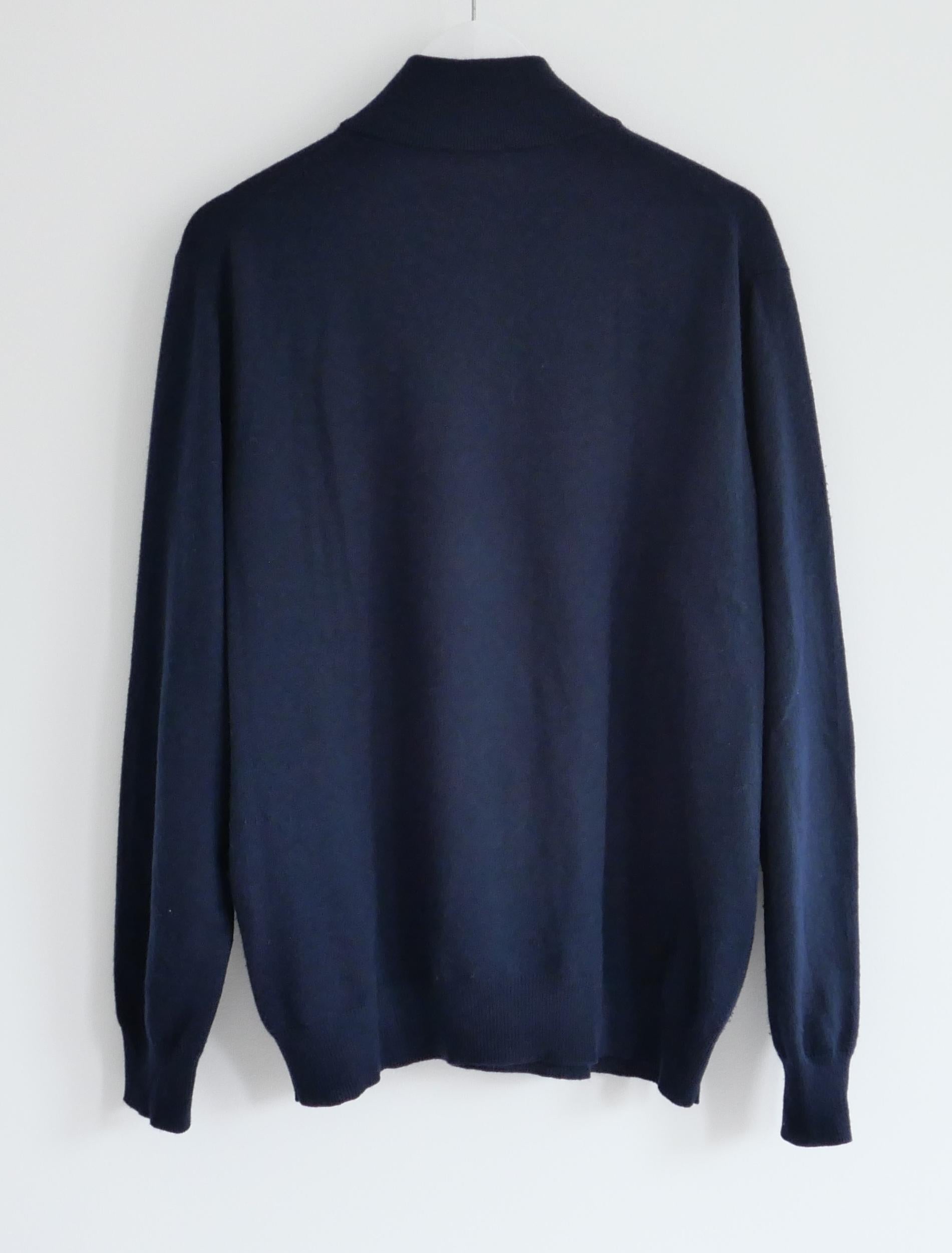 Salvatore Ferragamo Marinefarbener Pullover mit halbem Reißverschluss aus Kaschmir Pullover XL Herren