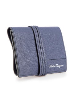 Salvatore Ferragamo Navy Leather Wrap Around Purse