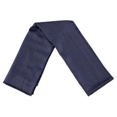 SALVATORE FERRAGAMO - Écharpe en jacquard de laine avec logo en soie bleu marine