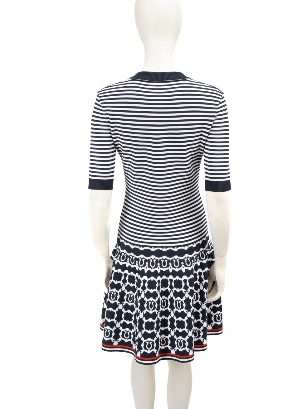 Black Salvatore Ferragamo Navy Striped Flared Dress Size XS