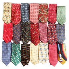 Salvatore Ferragamo Necktie Lot of 21 Ties Mens Luxury Silk Made in Italy 