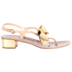 SALVATORE FERRAGAMO nude rubber JELLY BOW Sandals Shoes 36