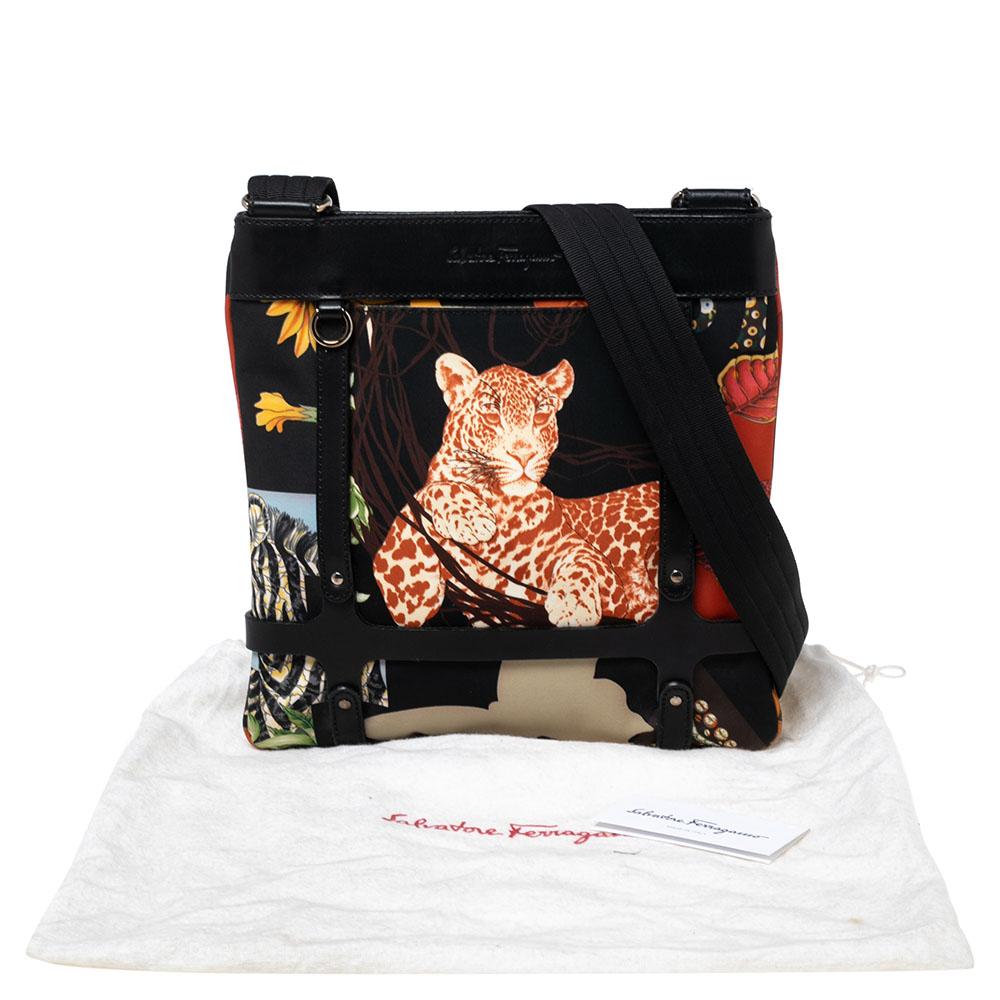Salvatore Ferragamo Nylon And Leather Jungle Safari Print Shoulder Bag 4