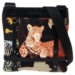Salvatore Ferragamo Nylon And Leather Jungle Safari Print Shoulder Bag