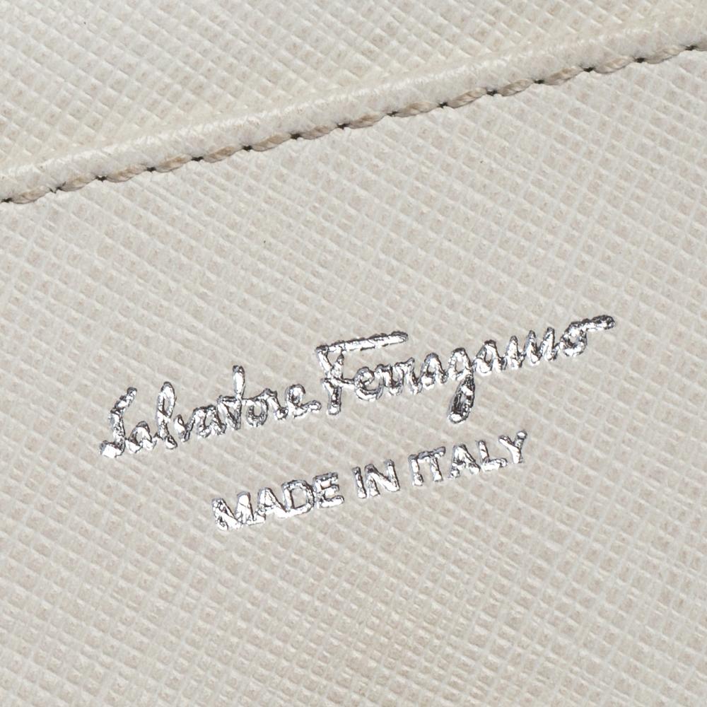 Salvatore Ferragamo Off White Leather Gancini Icona Continental Wallet 1
