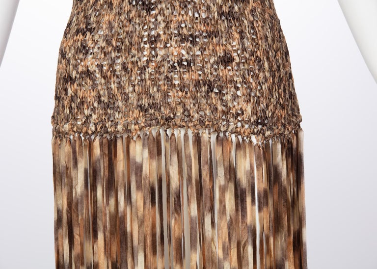 Salvatore Ferragamo Ombre Knit Silk Sleeveless Fringe Maxi Dress For Sale 4