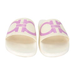 Salvatore Ferragamo Omega Gancini 9 Logo Rubber Slide On Sandals SF-S06013P-0006