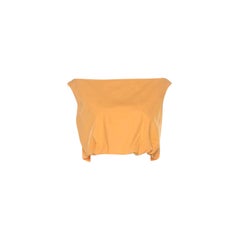 Salvatore Ferragamo Orange Cotton Bateau Neck Back Tie Up Detail Crop Top M