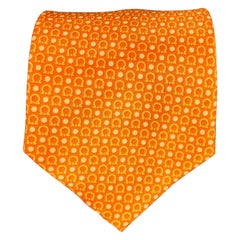 SALVATORE FERRAGAMO Orange Cream Gancini Logo Silk Tie