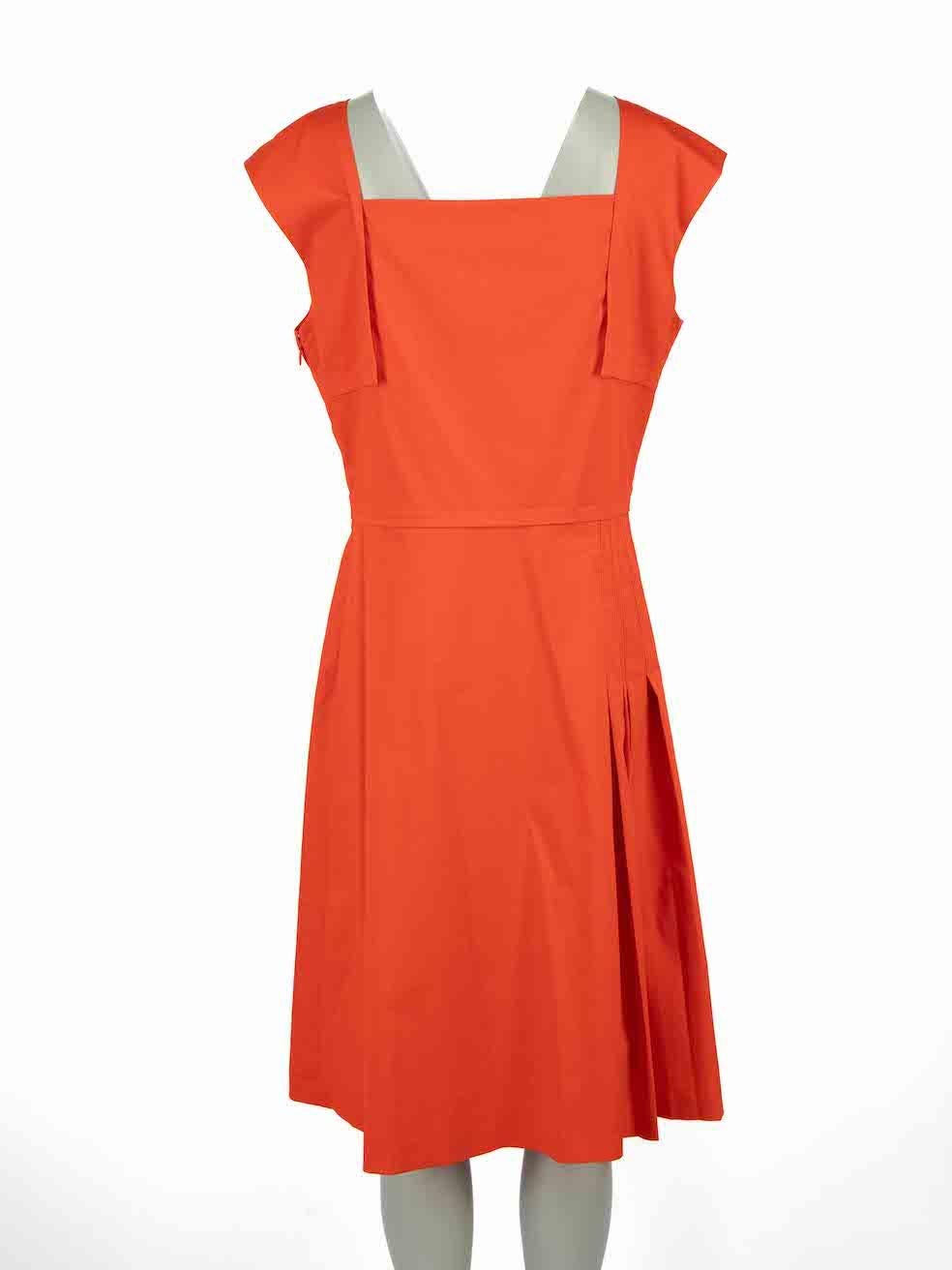Red Salvatore Ferragamo Orange Knee Length Dress Size XL For Sale