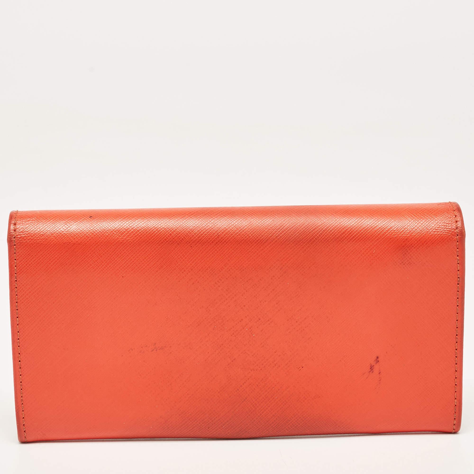 Salvatore Ferragamo Orange Leather Gancini Icona Continental Wallet 3