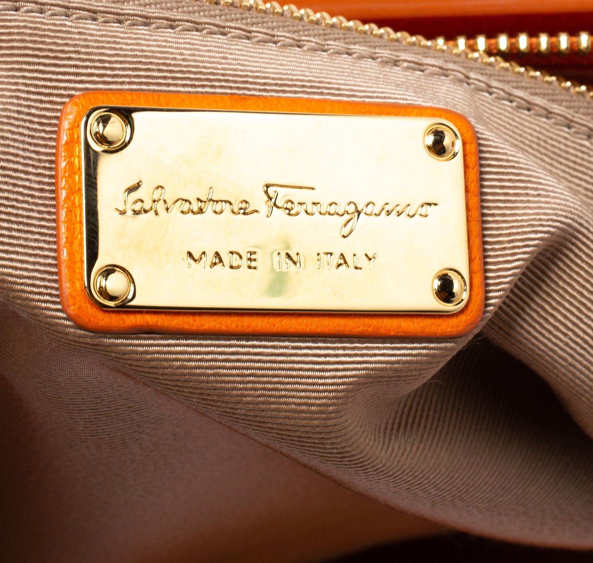 Salvatore Ferragamo Orange Leather Gancio Tote 2
