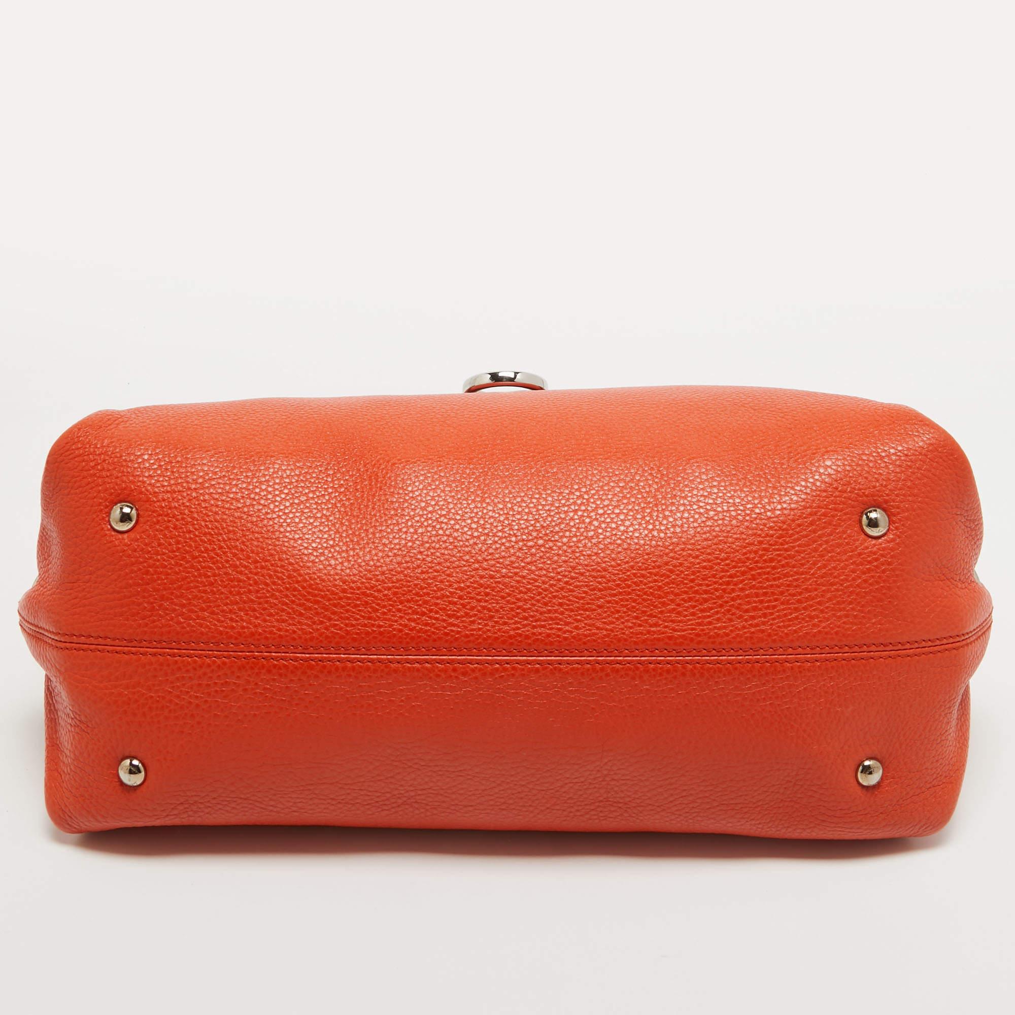Salvatore Ferragamo Orange Leather Large Sofia Top Handle Bag For Sale 6