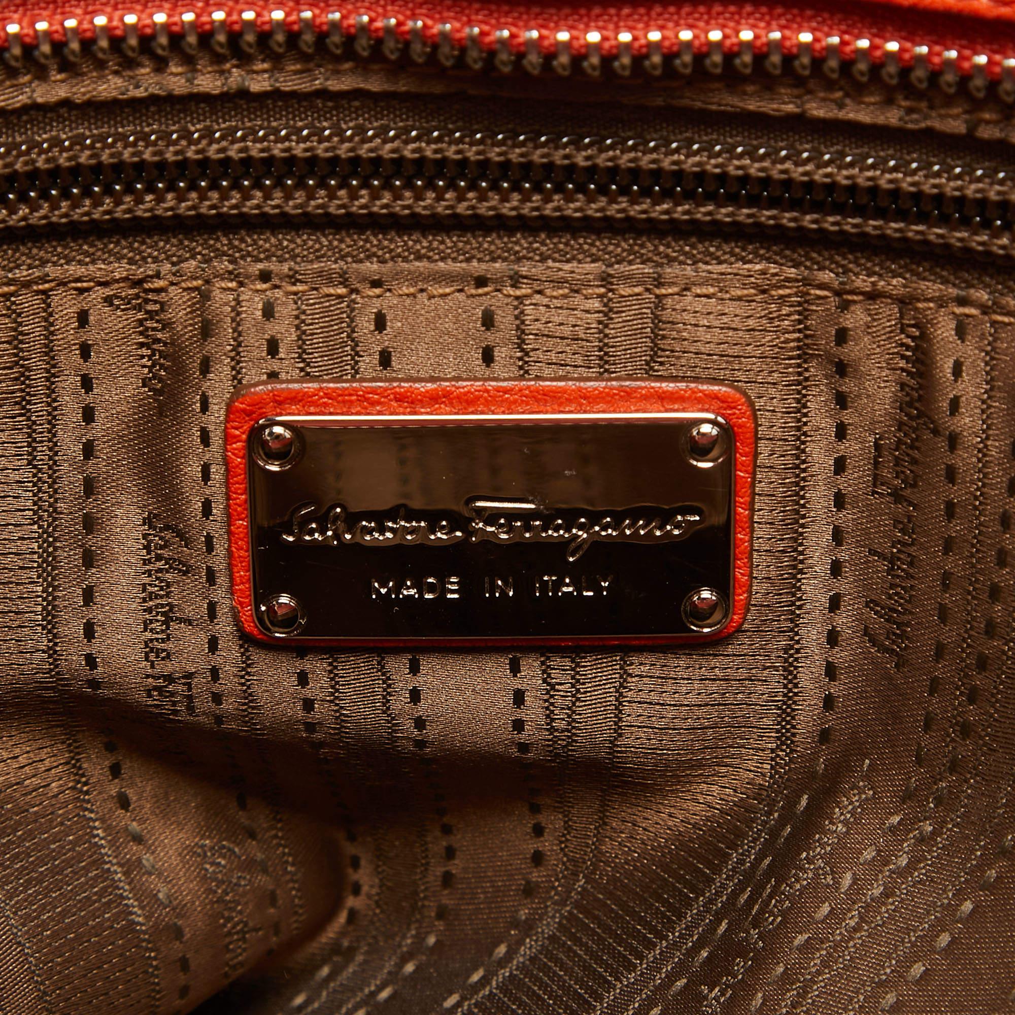 Salvatore Ferragamo Orange Leather Large Sofia Top Handle Bag For Sale 1