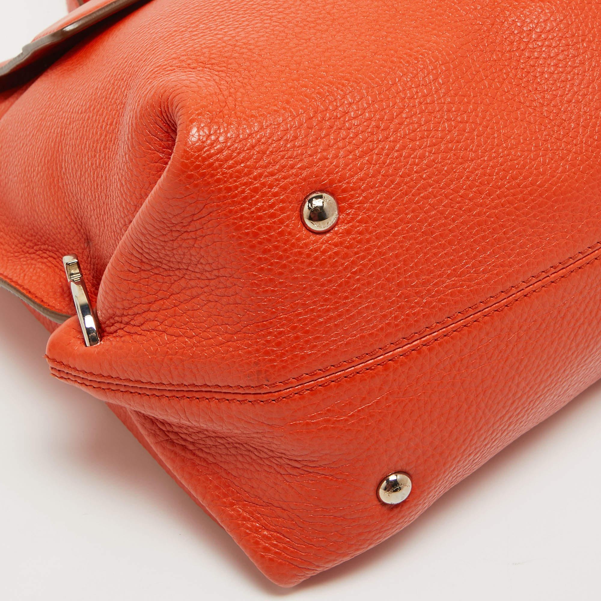 Salvatore Ferragamo Orange Leather Large Sofia Top Handle Bag For Sale 5