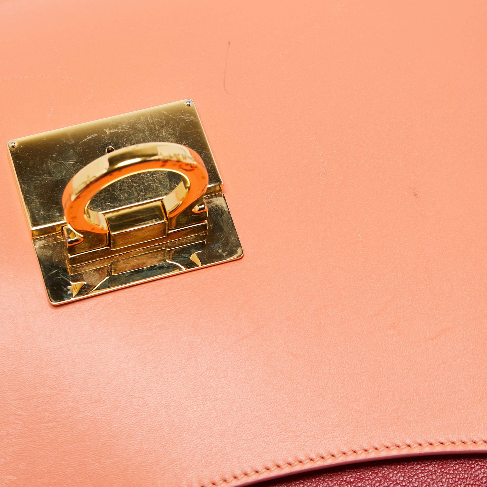 Salvatore Ferragamo Orange Leather Marisol Top Handle Bag For Sale 10