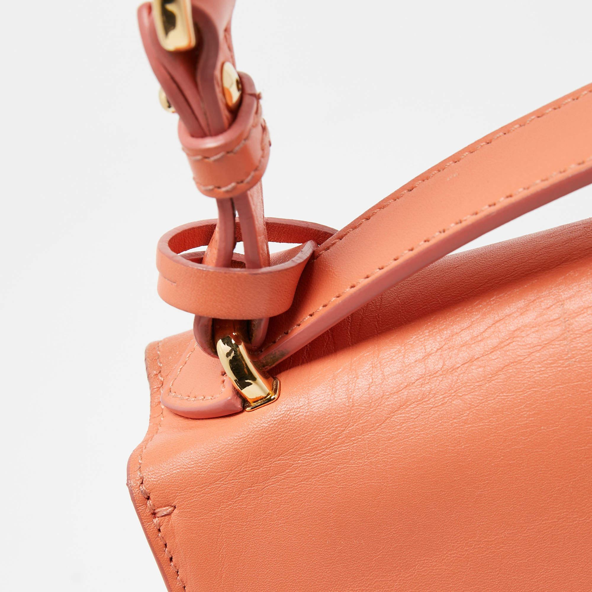 Salvatore Ferragamo Orange Leather Marisol Top Handle Bag For Sale 1
