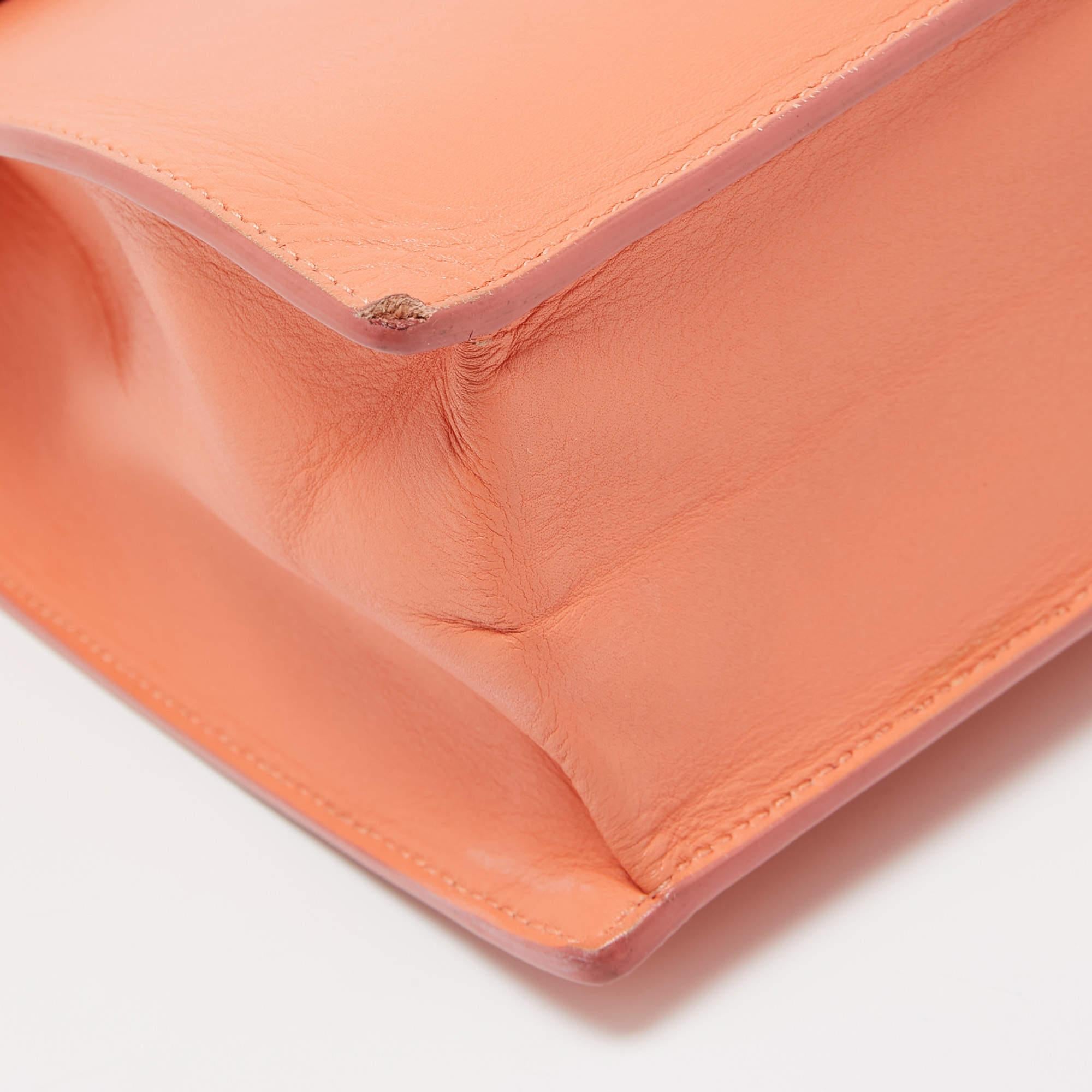Salvatore Ferragamo Orange Leather Marisol Top Handle Bag For Sale 4