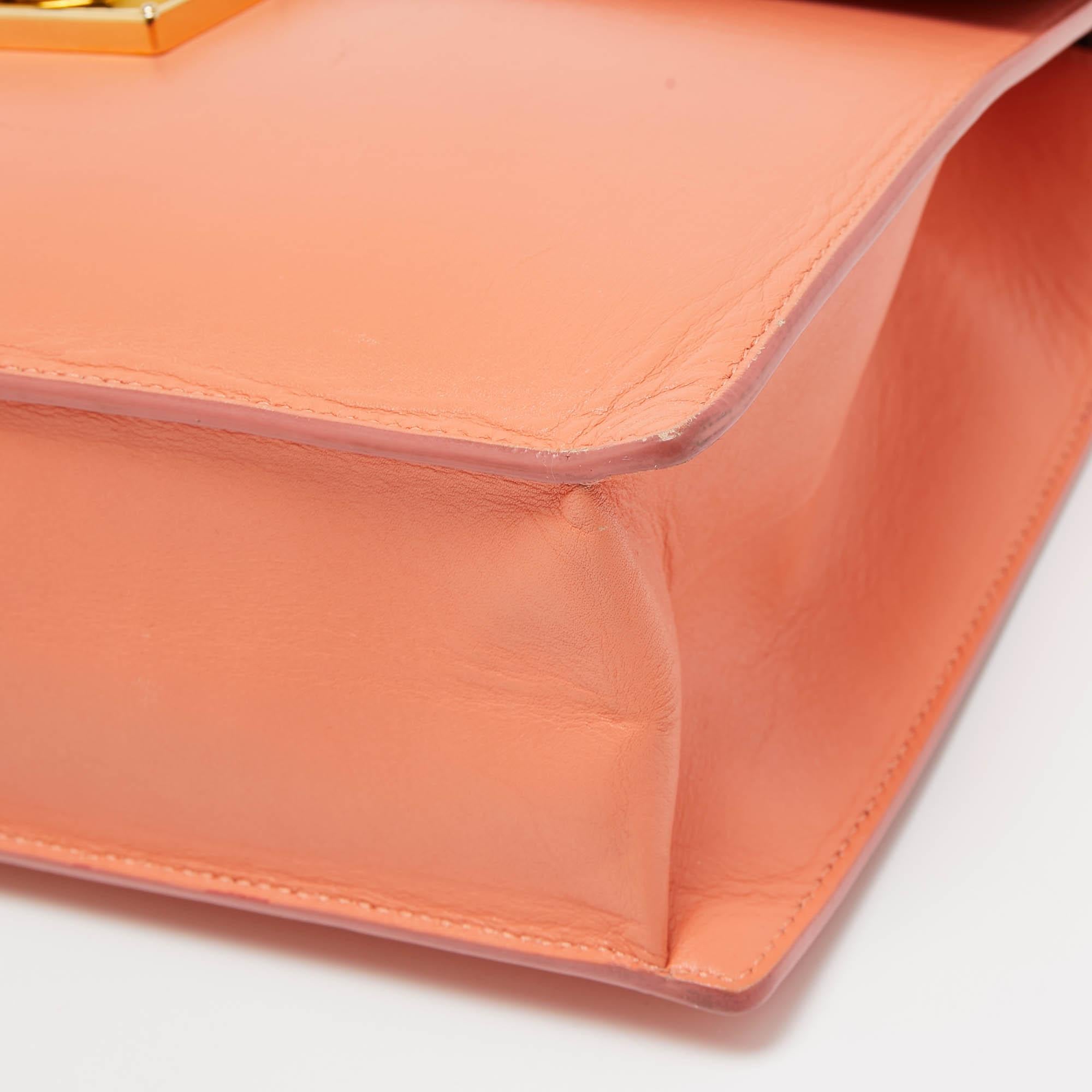 Salvatore Ferragamo Orange Leather Marisol Top Handle Bag For Sale 5