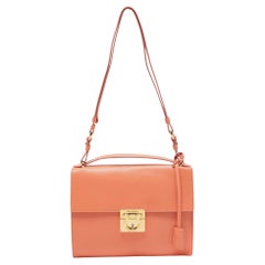 Used Salvatore Ferragamo Orange Leather Marisol Top Handle Bag