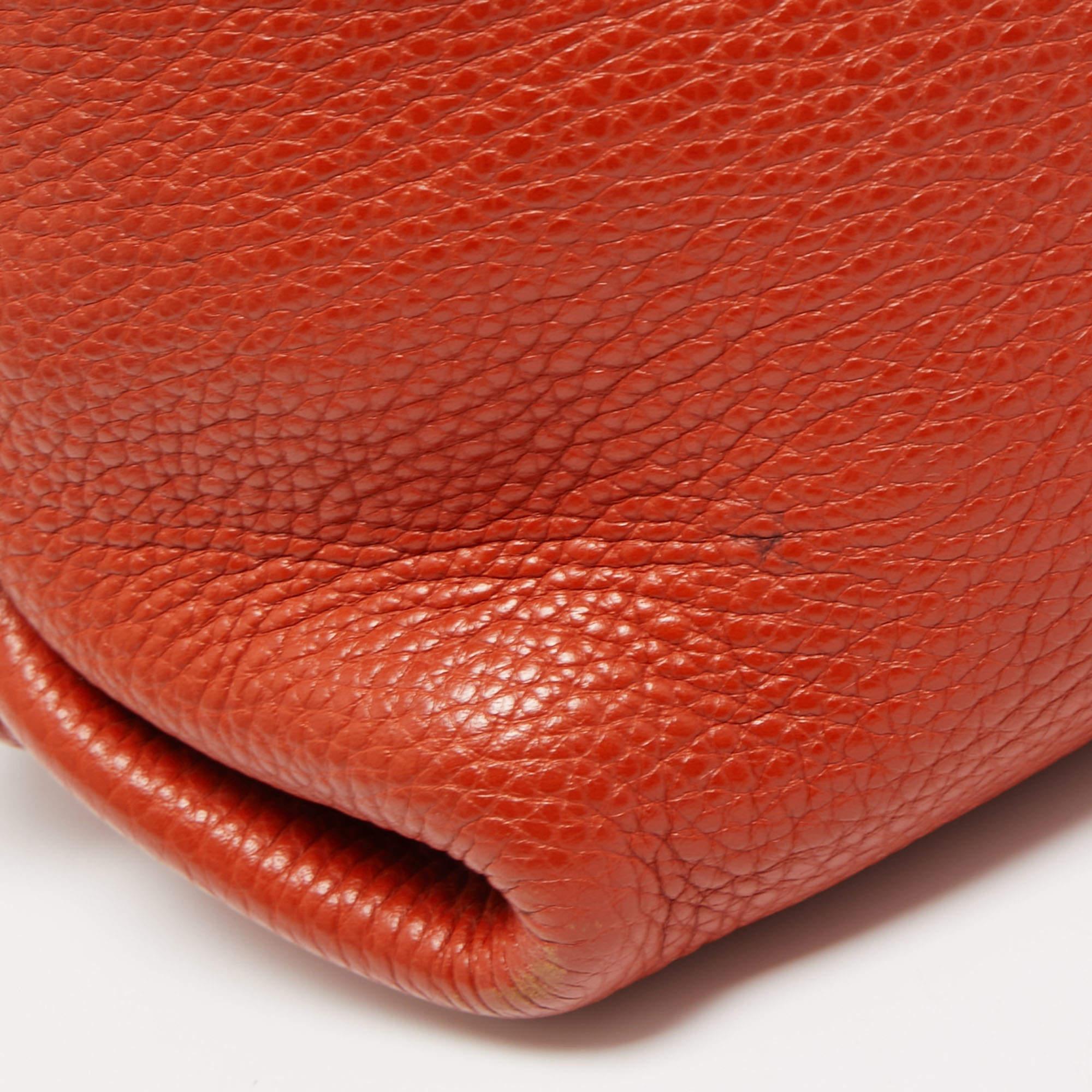 Salvatore Ferragamo Orange Leather Medium Sofia Top Handle Bag 5