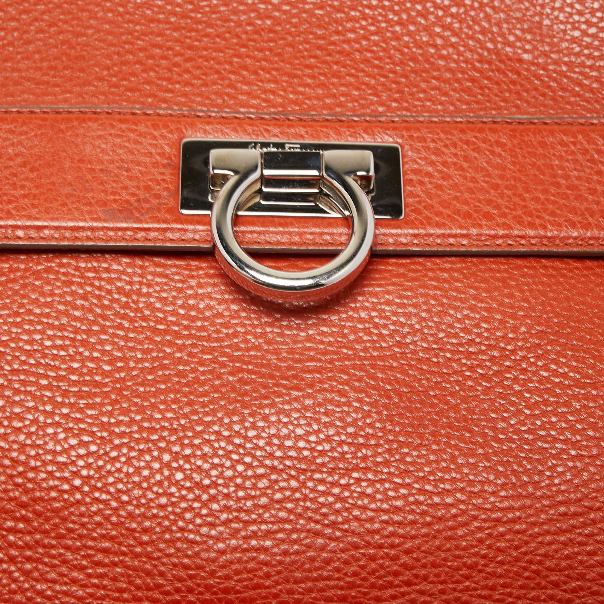 Salvatore Ferragamo Orange Leather Medium Sofia Top Handle Bag 7