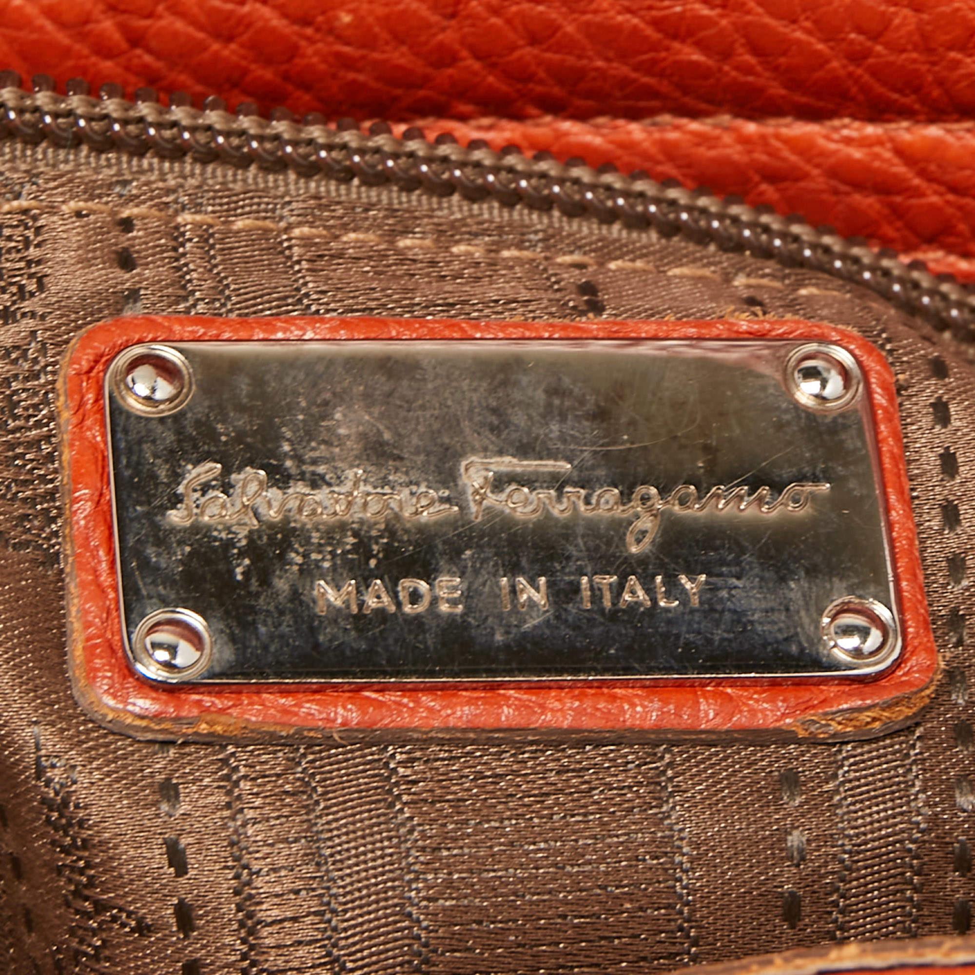 Salvatore Ferragamo Orange Leather Medium Sofia Top Handle Bag 10