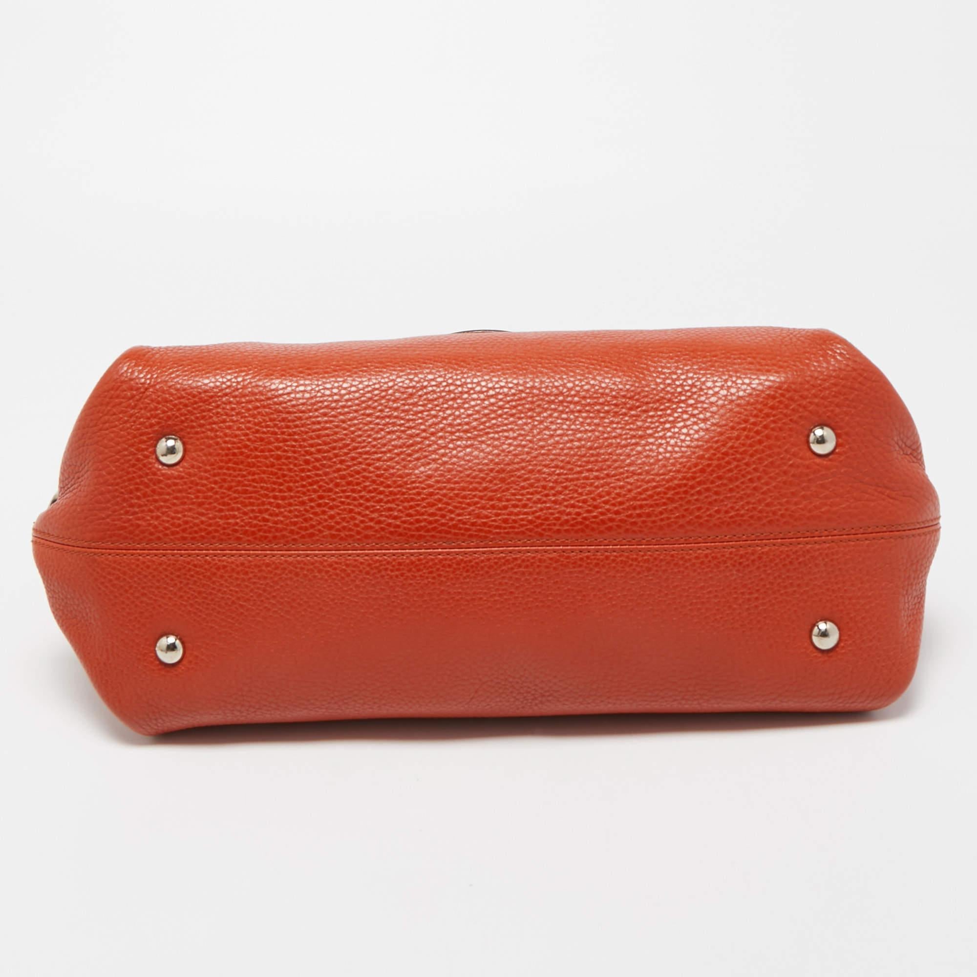 Women's Salvatore Ferragamo Orange Leather Medium Sofia Top Handle Bag