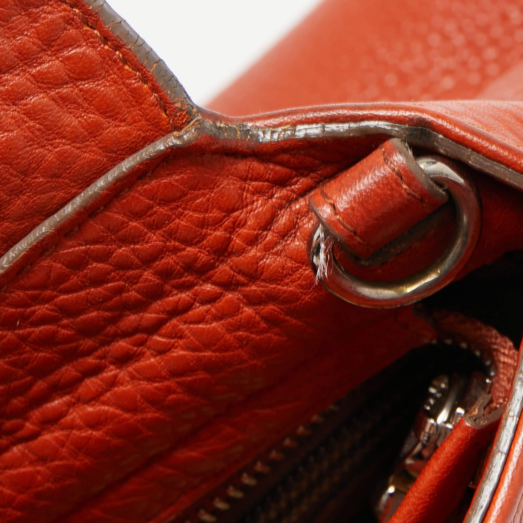 Salvatore Ferragamo Orange Leather Medium Sofia Top Handle Bag 2