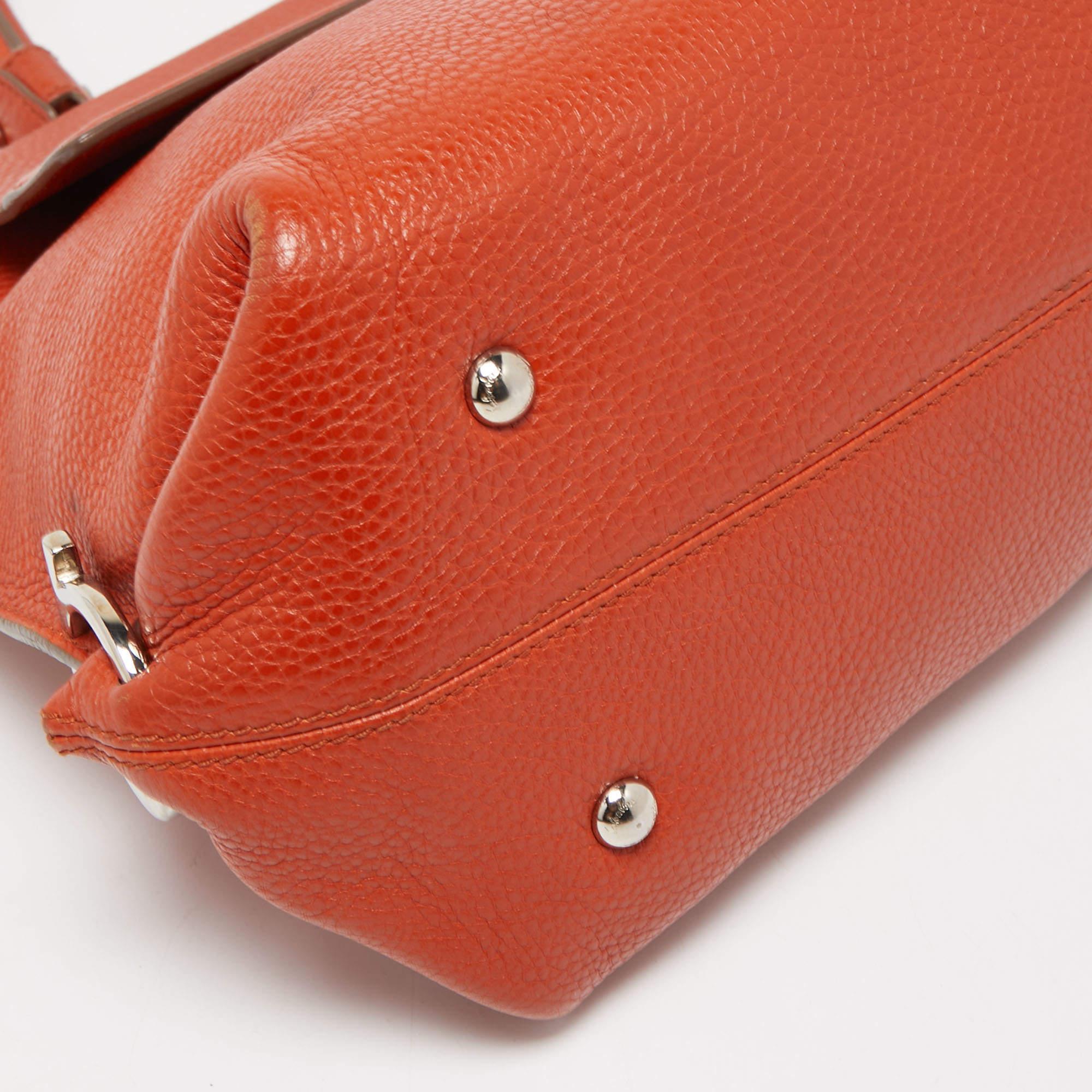 Salvatore Ferragamo Orange Leather Medium Sofia Top Handle Bag 3