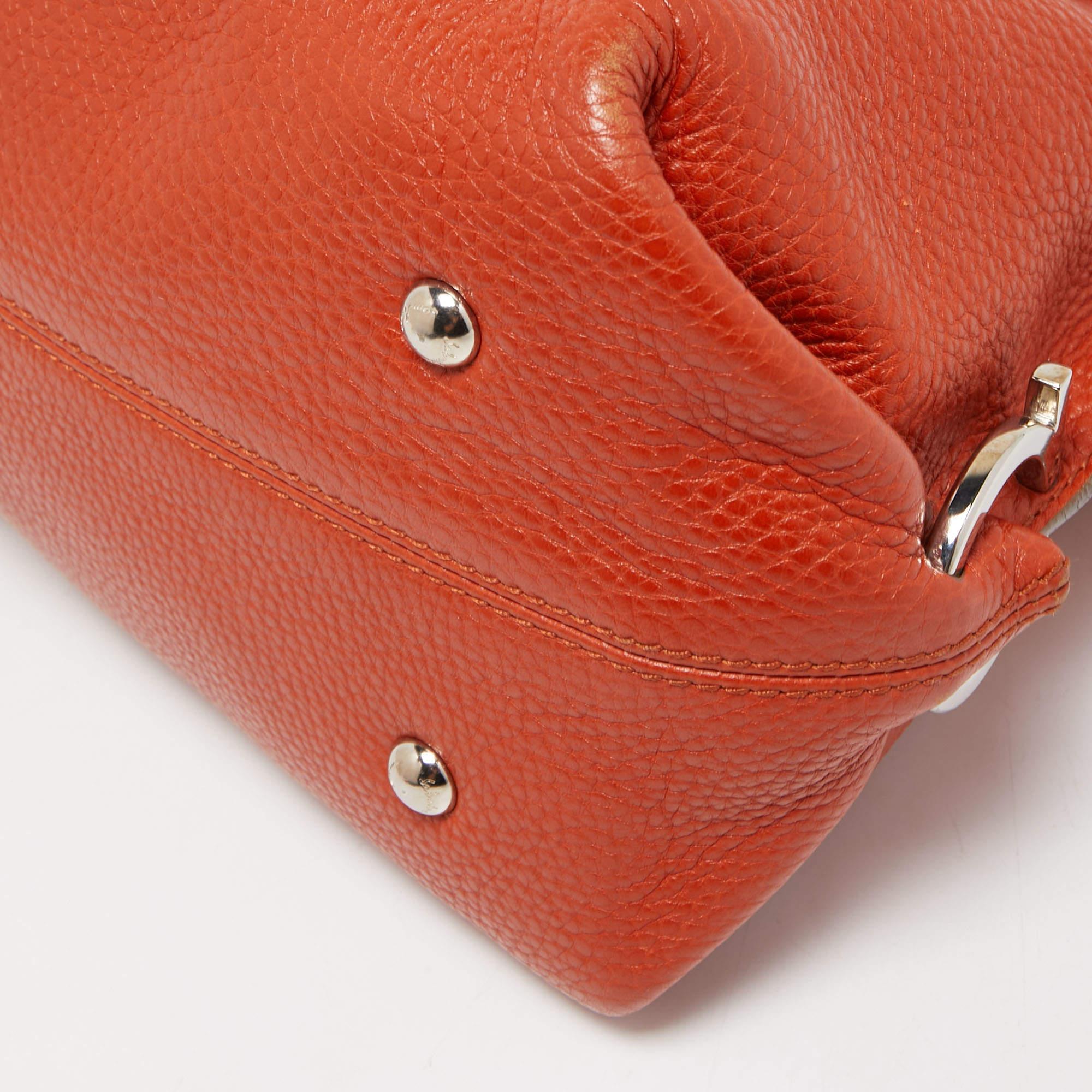 Salvatore Ferragamo Orange Leather Medium Sofia Top Handle Bag 4