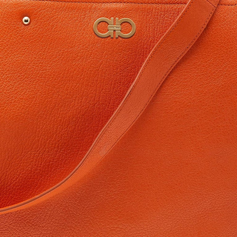 Salvatore Ferragamo Orange Leather Mika Tote at 1stDibs
